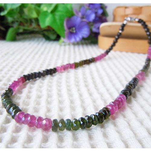 TMX-2-N: Mixed Color Tourmaline Necklace (Button Beads) 43/50/55/60cm (16.9/19.6/21.6/23.6")