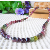 TMX-5-N: Mixed Color Tourmaline Necklace (7mm Diameter Cut Beads) 43/50/55/60cm (16.9/19.6/21.6/23.6")
